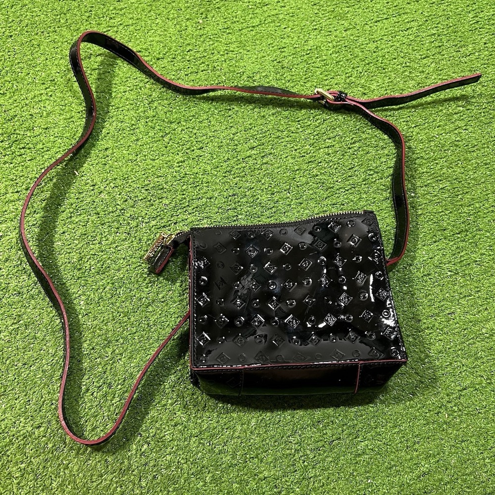 Invece Patent Leather Crossbody Monogram Embossed Designer Italian Purse MINT